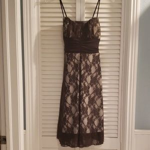 Brown lace mid length dress